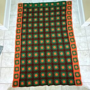Granny Square Hand Crocheted Afghan Throw Blanket 90s Cottagecore 84x58